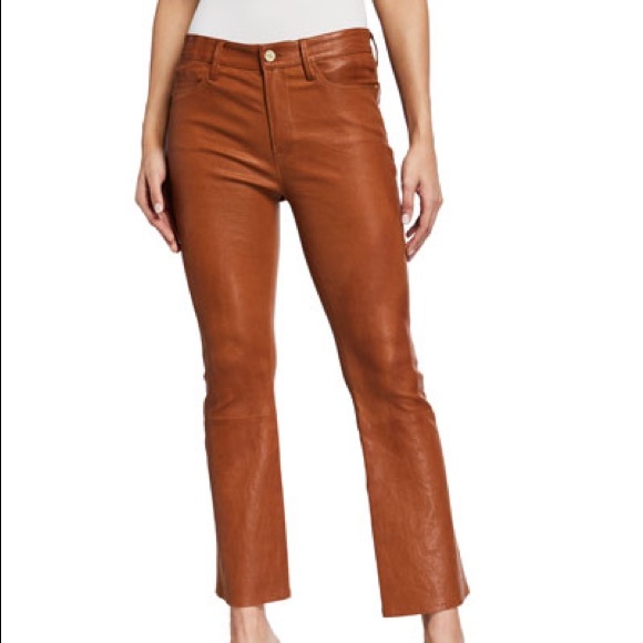 cognac leather pants